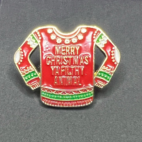 Merry Christmas Ya Filthy Animal Ugly Sweater Pin - Picture 2 of 2